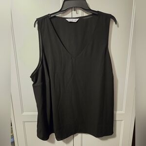 Nine West Black V-Neck Tank Top Size 2X
